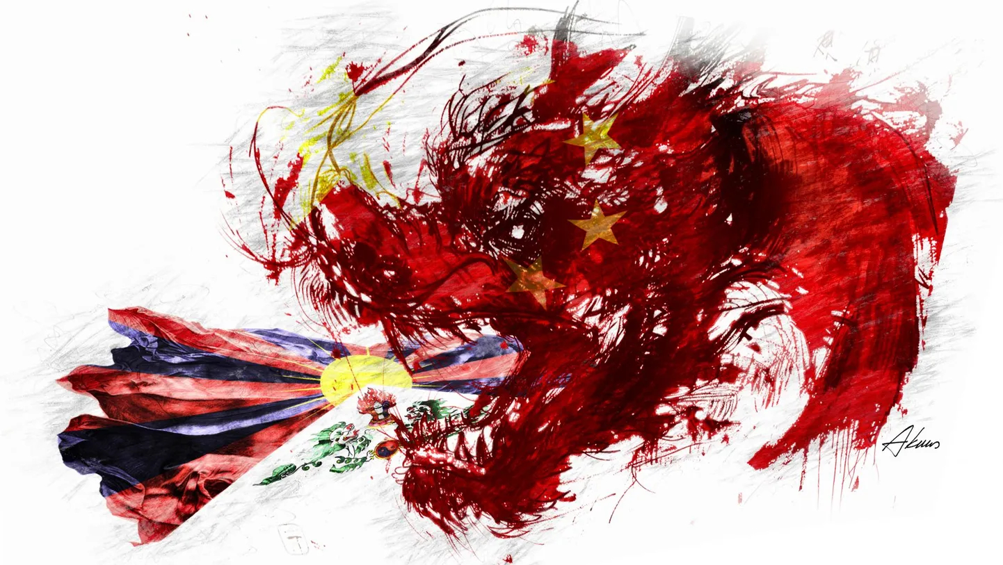 Tibet vanuit de ruimte